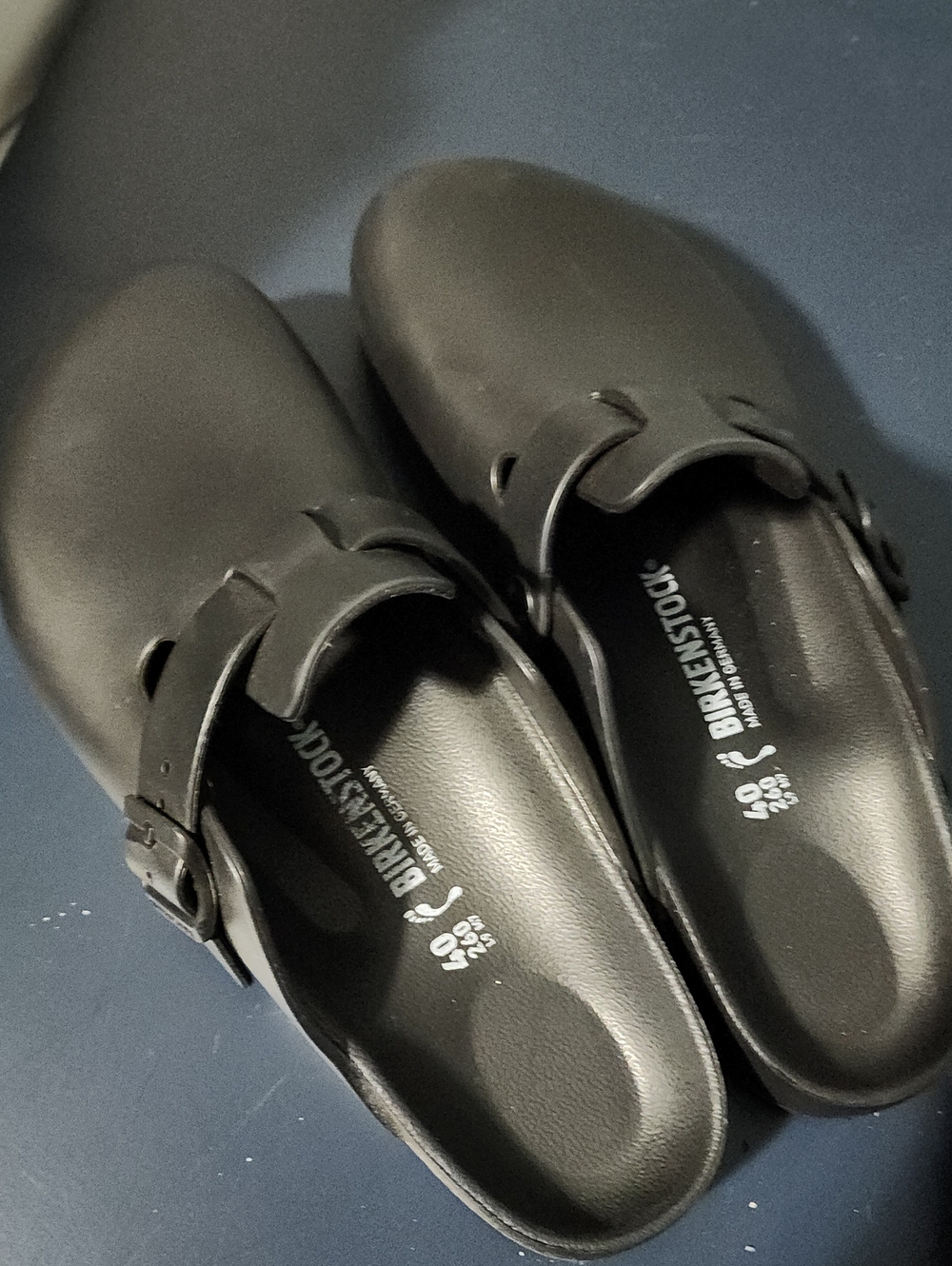 Birkenstock Womens Black Slip-On Clogs with Buckle